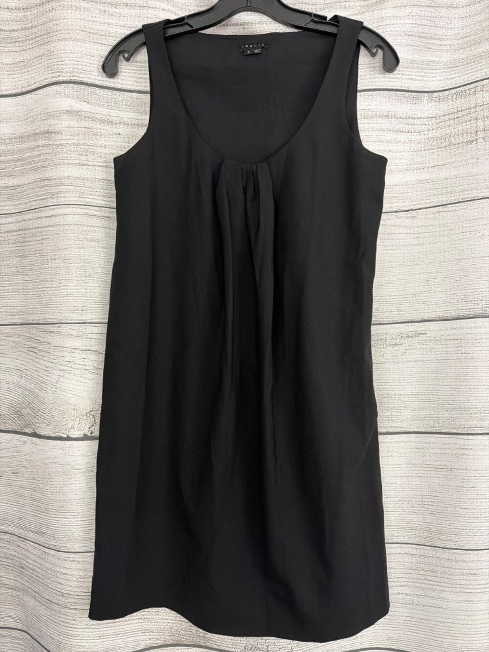 Theory Black Pleated Mini Dress Size 6